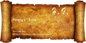 Hegyi Ida névjegykártya